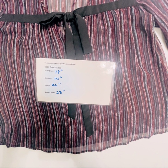 BCBGeneration Ruffle Front Pirate SHEER STRIPED BLOUSE BELL SLEEVES XXS - Picture 11 of 12